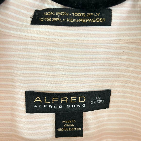 Alfred Sung 100% cotton pink striped button down. Like new condition. - Picture 3 of 4